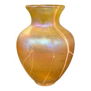 ROBERT HELD art glass vase handblown  iridescent spatter‎ "unsigned"